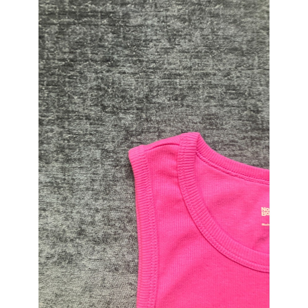 No Boundaries Tank Top Womens Medium 8/10 Hot Pink Ribbed Knit Cotton Round Neck - Picture 2 of 16